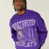 Boxy Northwestern University Wildcats Graphic Crew Sweatshirt Boxy Northwestern University Wildcats Graphic Crew Sweatshirt