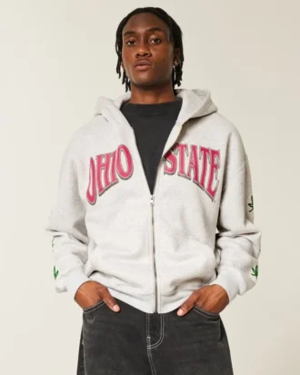 Boxy The Ohio State University Buckeyes grafisk hættetrøje med lynlås