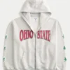 Boxy The Ohio State University Buckeyes grafisk hættetrøje med lynlås Boxy The Ohio State University Buckeyes grafisk hættetrøje med lynlås