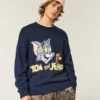 Boxy Tom og Jerry Graphic Crew Sweater Boxy Tom og Jerry Graphic Crew Sweater