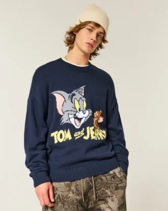 Boxy Tom og Jerry Graphic Crew Sweater