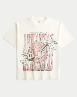 Boxy University of Arkansas Razorbacks grafisk T-shirt