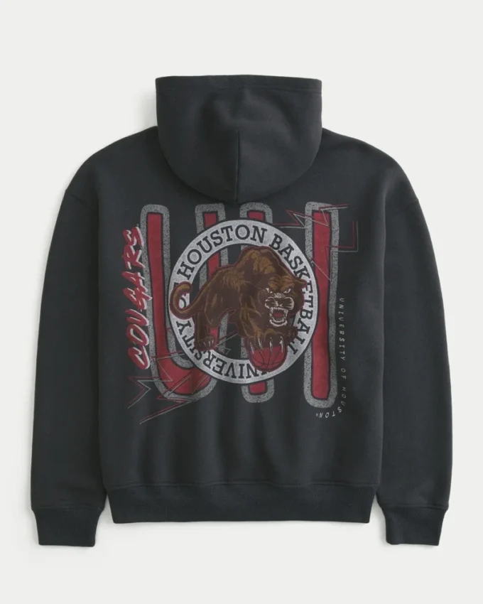 Boxy University of Houston Cougars Basketball Graphic Hoodie
