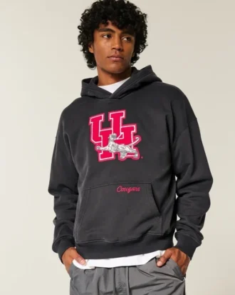 Boxy University of Houston Cougars grafisk hættetrøje Boxy University of Houston Cougars grafisk hættetrøje