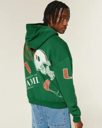Boxy University of Miami Hurricanes grafisk hættetrøje Boxy University of Miami Hurricanes grafisk hættetrøje
