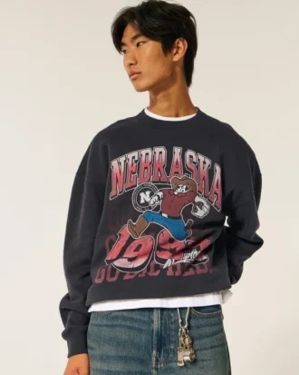 Boxy University of Nebraska Cornhuskers grafisk sweatshirt Boxy University of Nebraska Cornhuskers grafisk sweatshirt