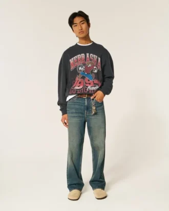 Boxy University of Nebraska Cornhuskers grafisk sweatshirt Boxy University of Nebraska Cornhuskers grafisk sweatshirt