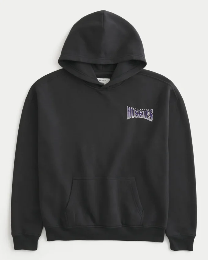 Boxy University of Washington Huskies grafisk hættetrøje Boxy University of Washington Huskies grafisk hættetrøje