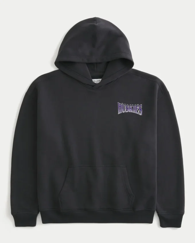 Boxy University of Washington Huskies grafisk hættetrøje Boxy University of Washington Huskies grafisk hættetrøje