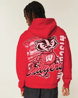 Boxy University of Wisconsin Badgers grafisk hættetrøje Boxy University of Wisconsin Badgers grafisk hættetrøje