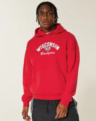 Boxy University of Wisconsin Badgers grafisk hættetrøje Boxy University of Wisconsin Badgers grafisk hættetrøje