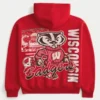 Boxy University of Wisconsin Badgers grafisk hættetrøje Boxy University of Wisconsin Badgers grafisk hættetrøje