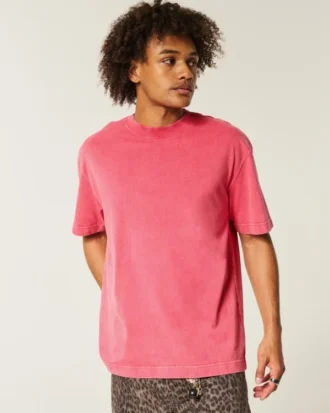 Boxy vasket heavyweight T-shirt med rund hals