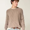 Boxy vasket sweater med rund hals