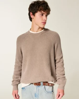 Boxy vasket sweater med rund hals