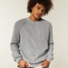 Boxy vasket sweater med rund hals
