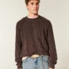 Boxy vasket sweater med rund hals