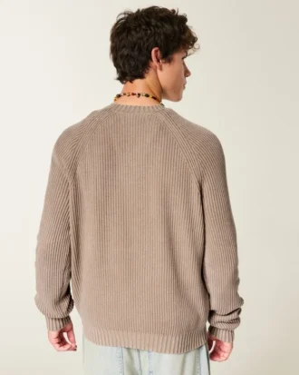 Boxy vasket sweater med rund hals
