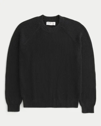 Boxy vasket sweater med rund hals