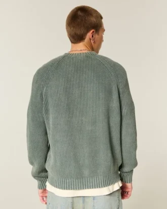 Boxy vasket sweater med rund hals