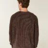 Boxy vasket sweater med rund hals
