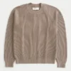Boxy vasket sweater med rund hals