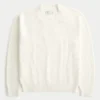 Boxy vasket sweater med rund hals