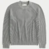 Boxy vasket sweater med rund hals