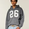 Boxy Zip-Up Number Graphic Hoodie Boxy Zip-Up Number Graphic Hoodie