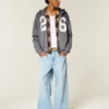 Boxy Zip-Up Number Graphic Hoodie Boxy Zip-Up Number Graphic Hoodie