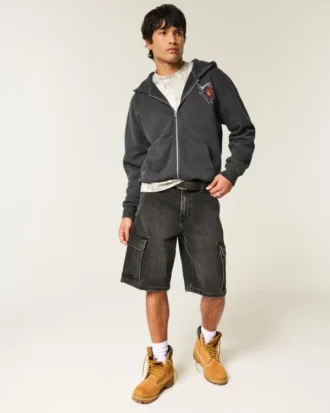 Boxy Zip-Up Rutgers University Graphic Hoodie Boxy Zip-Up Rutgers University Graphic Hoodie