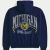 Boxy Zip-Up University of Michigan Wolverines Graphic Hoodie