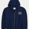 Boxy Zip-Up University of Michigan Wolverines Graphic Hoodie
