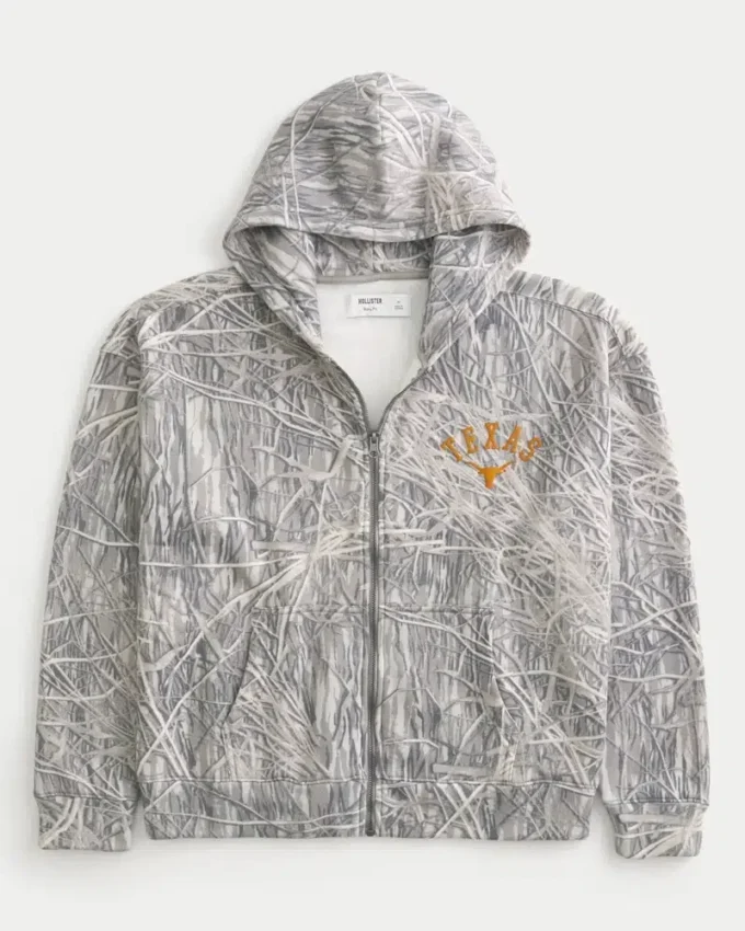 Boxy Zip-Up University of Texas at Austin Longhorns Graphic Hoodie Boxy Zip-Up University of Texas at Austin Longhorns Graphic Hoodie