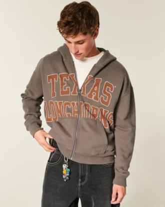 Boxy Zip-Up University of Texas at Austin Longhorns Graphic Hoodie Boxy Zip-Up University of Texas at Austin Longhorns Graphic Hoodie