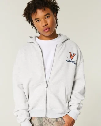 Boxy Zip-Up University of Virginia Graphic Hoodie Boxy Zip-Up University of Virginia Graphic Hoodie