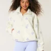 Broderet sherpa-fleecejakke Broderet sherpa-fleecejakke