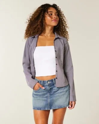Broderet stjerne-lomme denim mini-skort