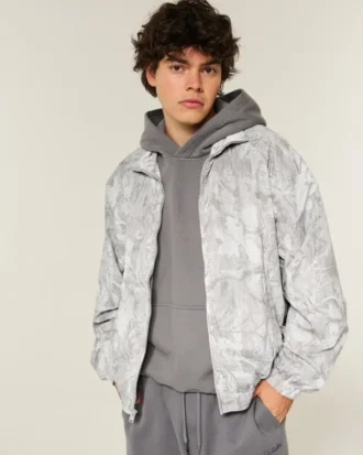 Camouflage-windbreakerjakke med lynlås