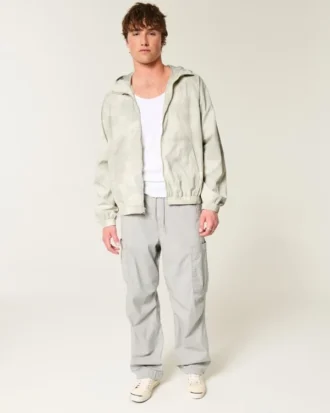 Camouflage-windbreakerjakke med lynlås