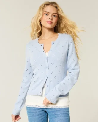 Cardigan med hulmønster
