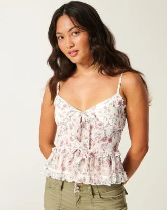 Chiffon-camisole med flæser