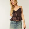 Chiffon-camisole med flæser Chiffon-camisole med flæser