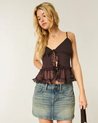 Chiffon-camisole med flæser