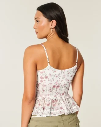 Chiffon-camisole med flæser