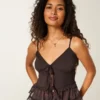 Chiffon-camisole med flæser Chiffon-camisole med flæser