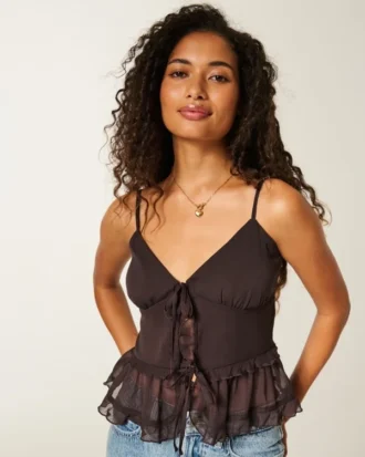 Chiffon-camisole med flæser