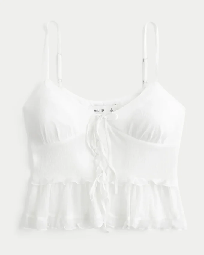 Chiffon-camisole med flæser Chiffon-camisole med flæser