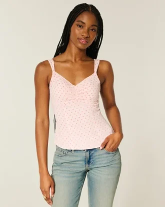 Chiffon-tanktop med blondekant