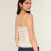 Chiffon-tanktop med blondekant Chiffon-tanktop med blondekant